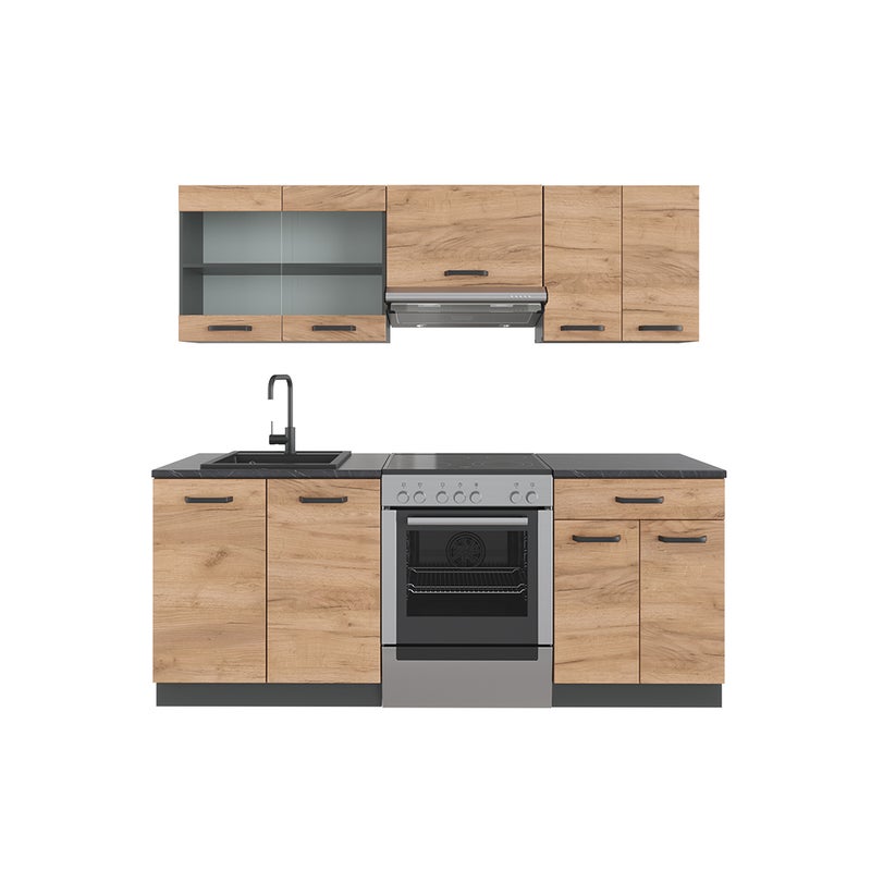 Vicco Aneks kuchenny R-Line, Złoty dąb power/antracyt, 200 cm BP Antracyt