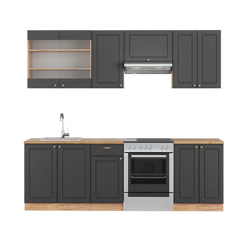 Vicco Szafki kuchenne Fame-Line, Anthracite Country House/Gold Kraft Oak, 240 cm bez blatu roboczego