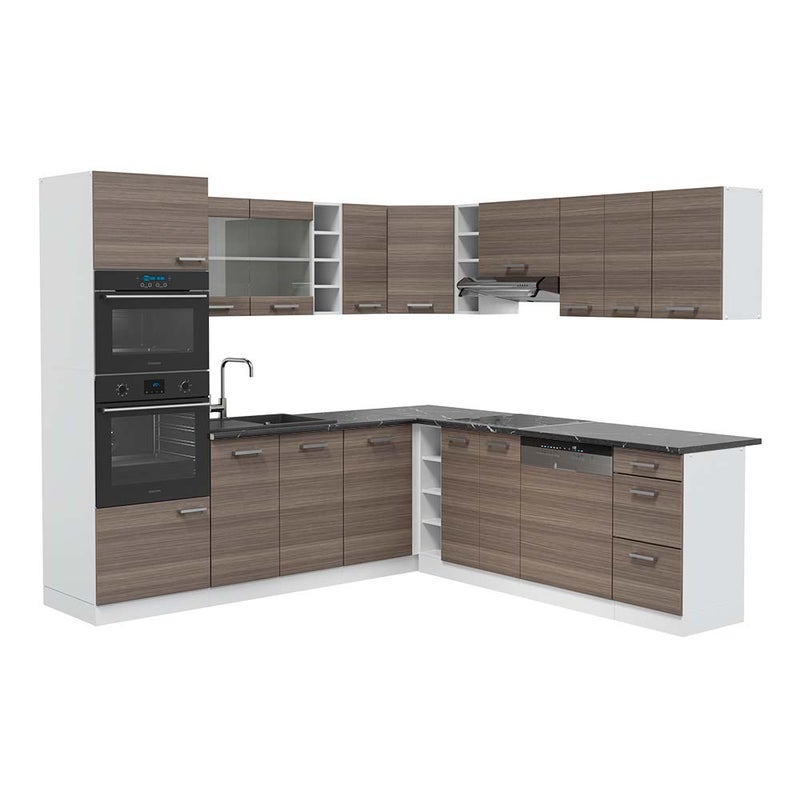 Vicco Kuchnia narożna R-Line, Szlachetny szary/biały, 247 x 60 cm , BP Antracyt