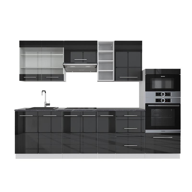 Vicco Aneks kuchenny Fame-Line, Antracytowy wysoki połysk/biały, 280 cm , BP Antracyt