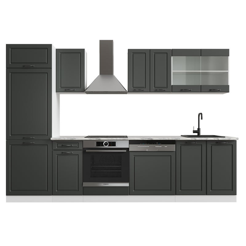 Vicco Aneks kuchenny R-Line, Antracytowy dom wiejski/biały, 300 cm , BP Marmur