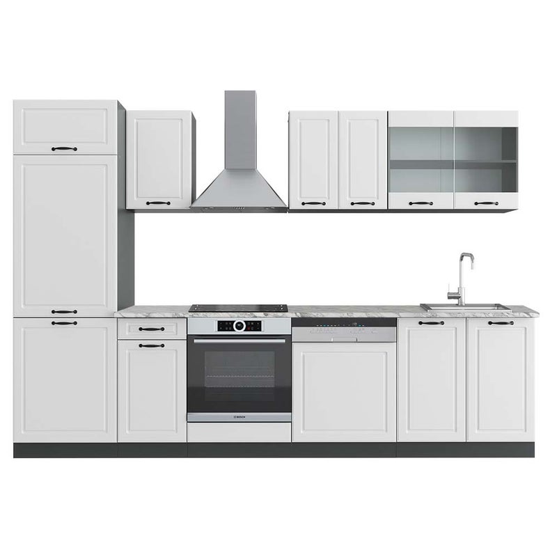Vicco Aneks kuchenny R-Line, Biały dworek/antracyt, 300 cm , BP Marmur
