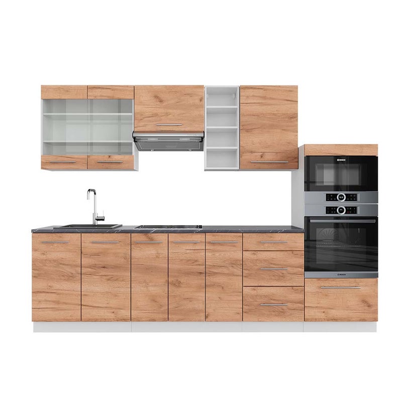 Vicco Aneks kuchenny Fame-Line, Gold power dąb/biały, 280 cm , BP Antracyt