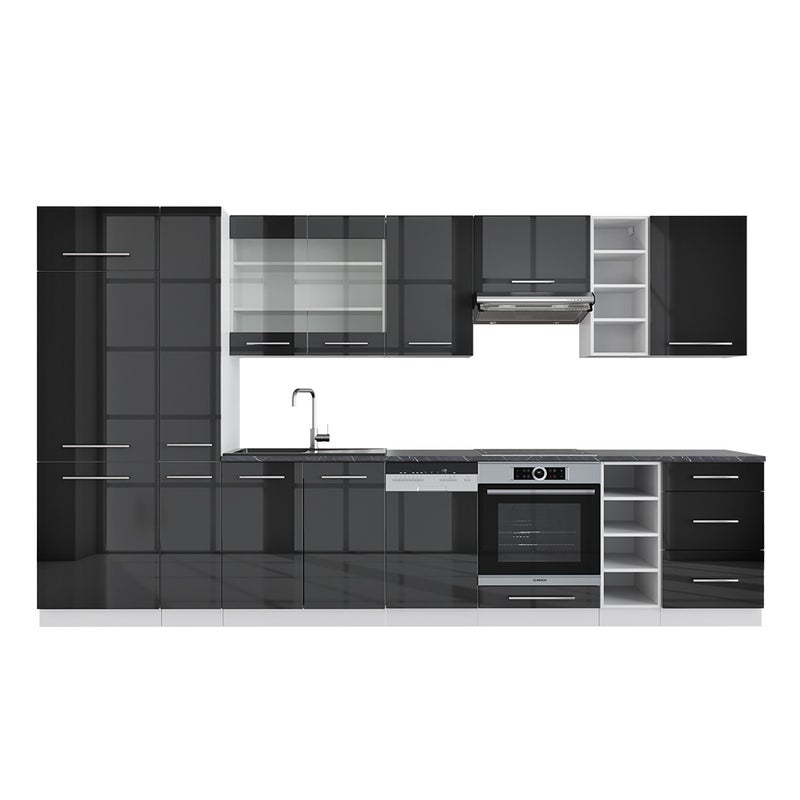 Vicco Aneks kuchenny Fame-Line, Antracytowy wysoki połysk/biały, 355 cm , BP Antracyt