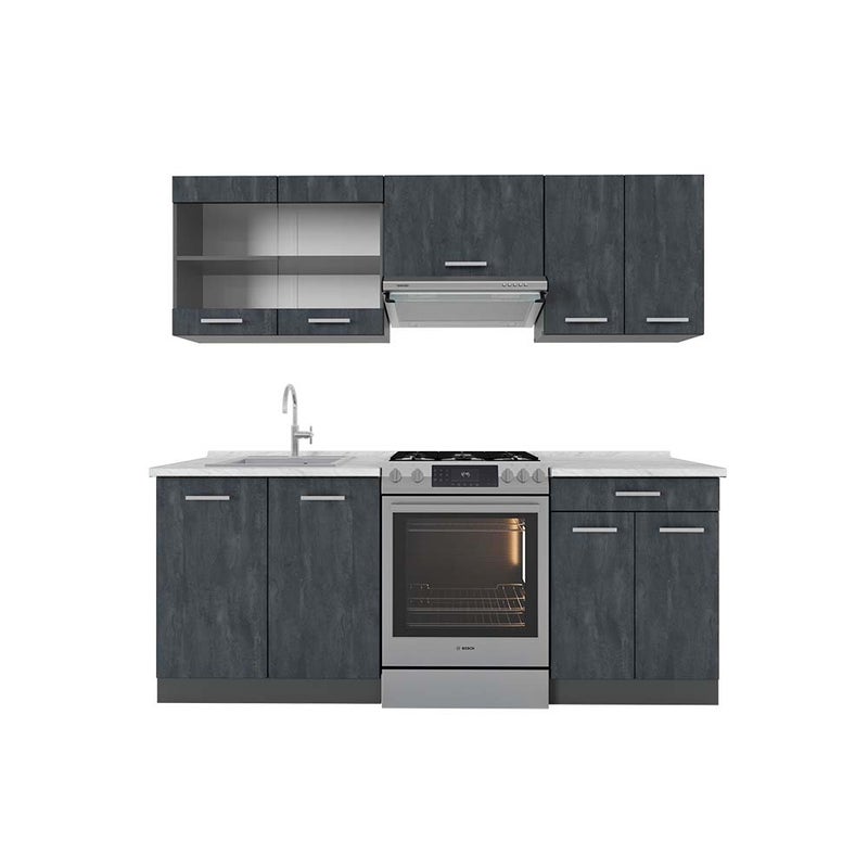 Vicco Moduł kuchenny R-Line, Czarny beton/antracyt, 200 cm BP Marmur