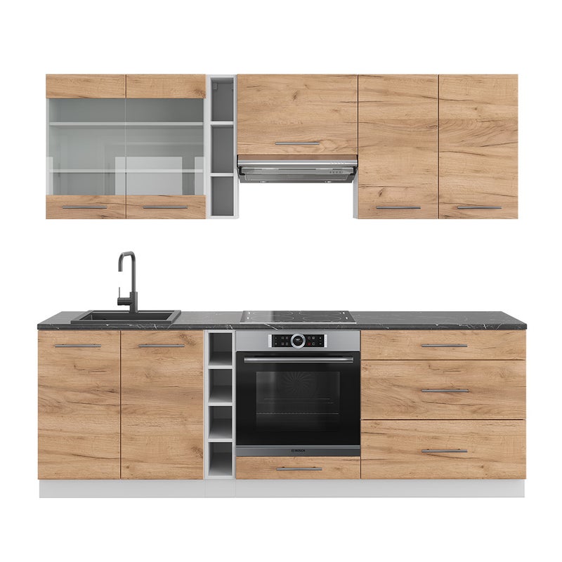 Vicco Aneks kuchenny Fame-Line, Gold power dąb/biały, 235 cm bez blatu roboczego