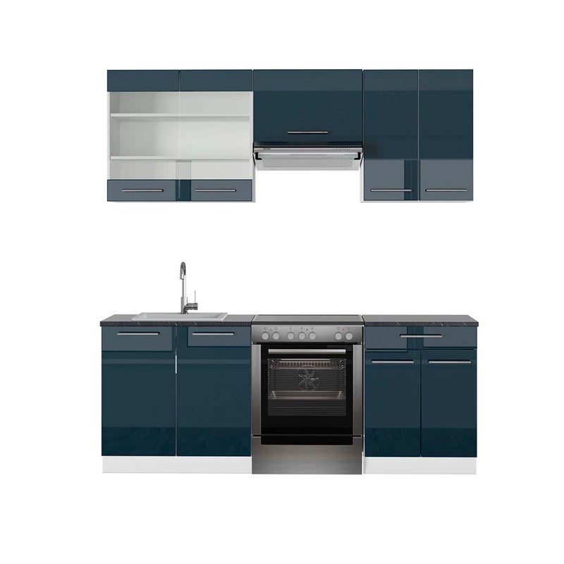 Vicco Szafki kuchenne Fame-Line, Ciemnoniebieski wysoki połysk/biały, 200 cm , BP Antracyt