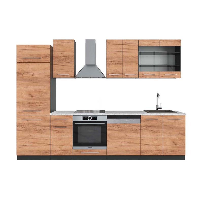 Vicco Aneks kuchenny Fame-Line, Złoty dąb power/antracyt, 300 cm , BP Marmur