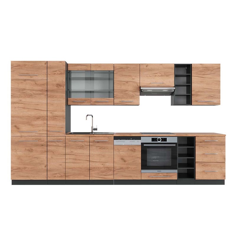 Vicco Zabudowa kuchenna Fame-Line, Złoty dąb power/antracyt, 355 cm , BP Dąb