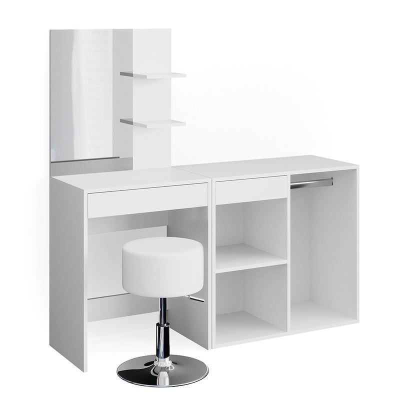 Vicco Stół o jamierze Isabelle, Biały, 140 cm z taboretem