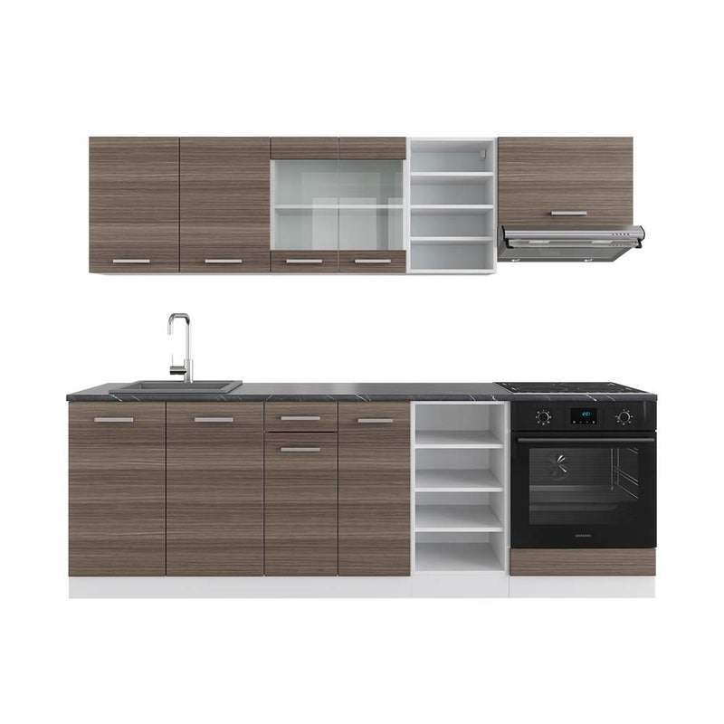 Vicco Zabudowa kuchenna R-Line, Szlachetny szary/biały, 240 cm , BP Antracyt