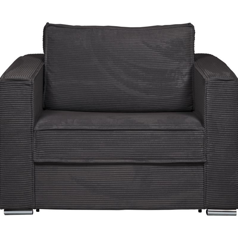 Fotel rozkładany typu express z antracytowego sztruksu - Miejsce do spania 70 cm - Materac 14 cm - LORETO