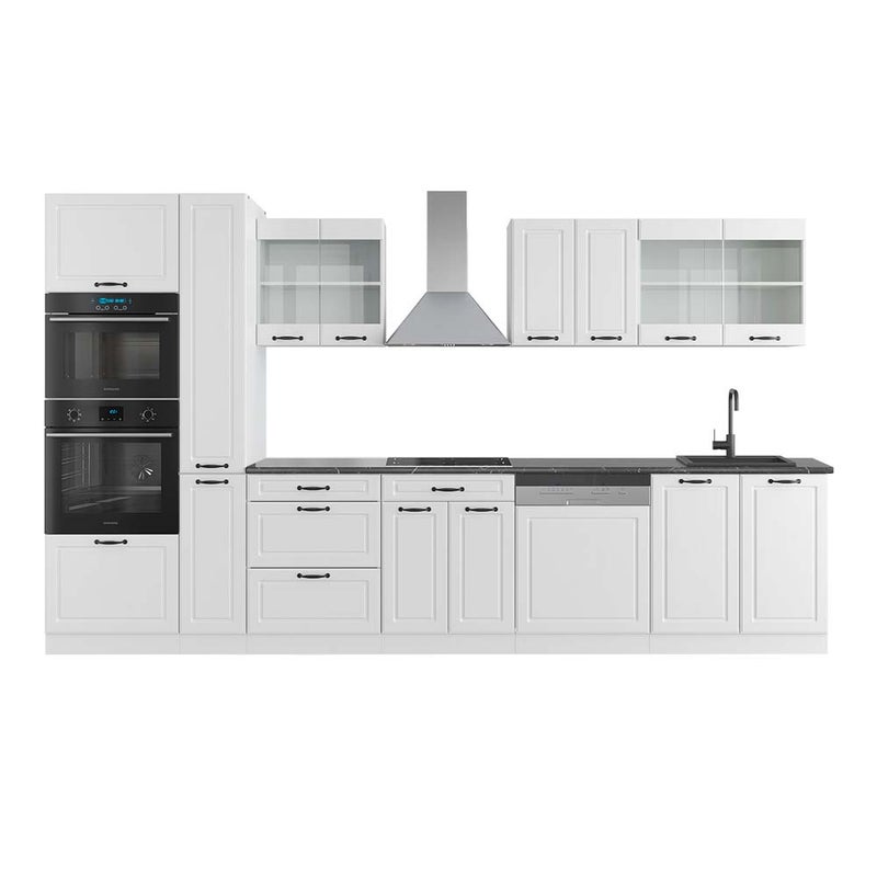 Vicco Szafka kuchenna R-Line, Biały dom wiejski/biały, 350 cm z wysoką szafką, BP Antracyt