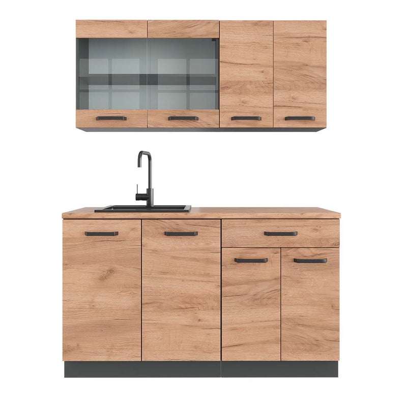 Vicco Pojedyncza kuchnia R-Line, Złoty dąb power/antracyt, 140 cm , BP Dąb