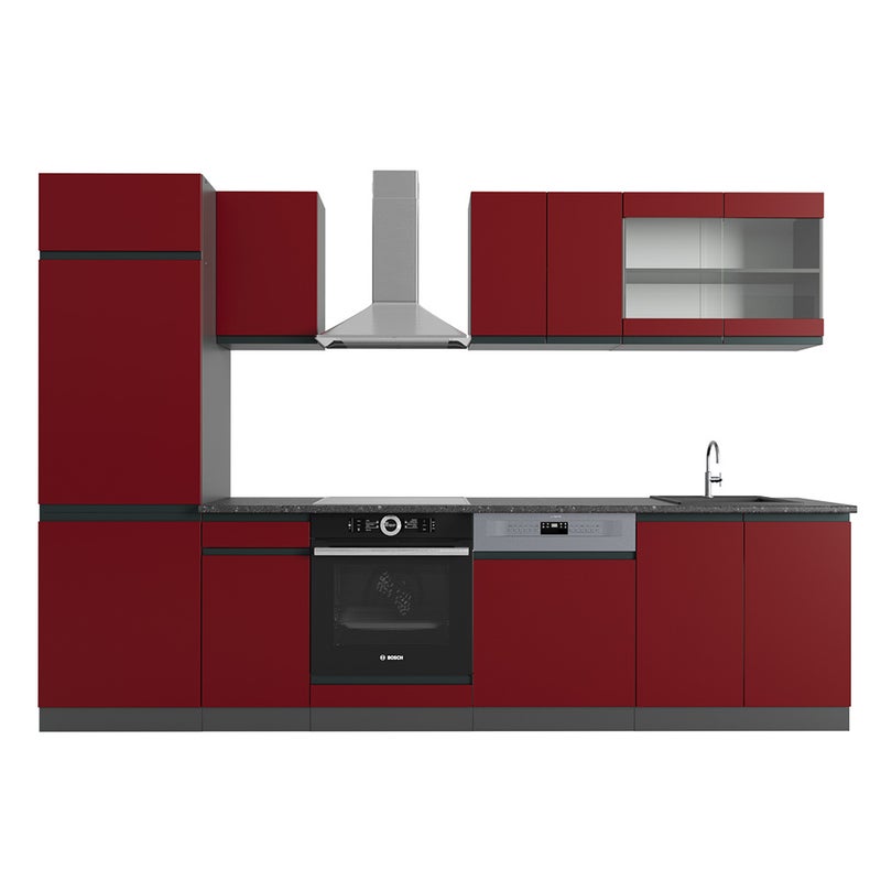 Vicco Aneks kuchenny R-Line, Czerwony/antracyt, 300 cm J-Shape, BP Antracyt