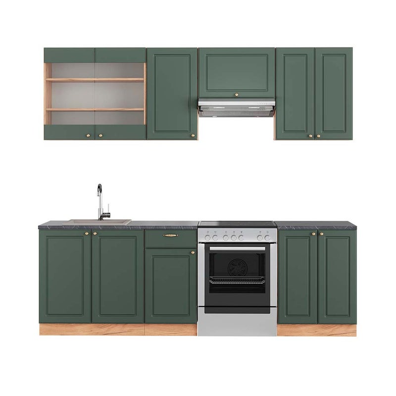 Vicco Aneks kuchenny Fame-Line, Green-Gold Country/Gold Power Oak, 240 cm , BP Antracyt