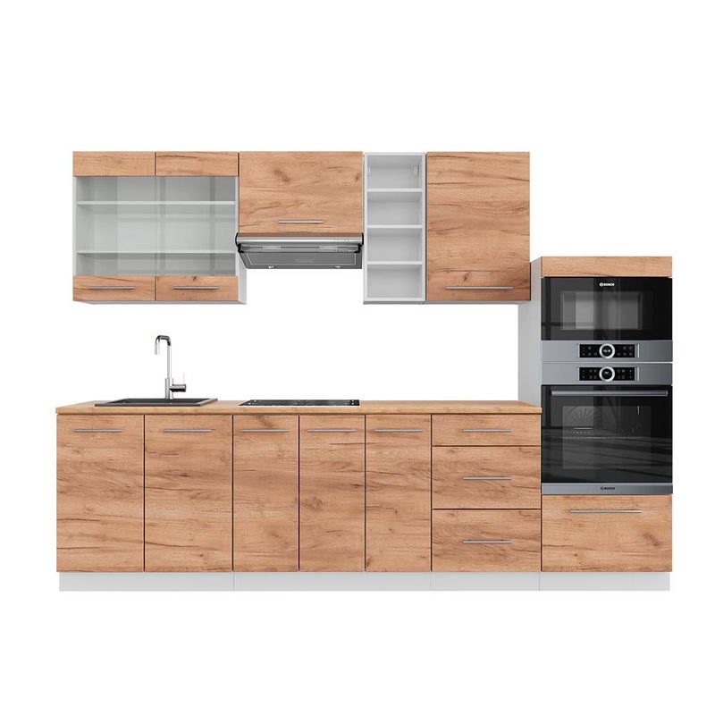 Vicco Aneks kuchenny Fame-Line, Gold power dąb/biały, 280 cm , BP Dąb