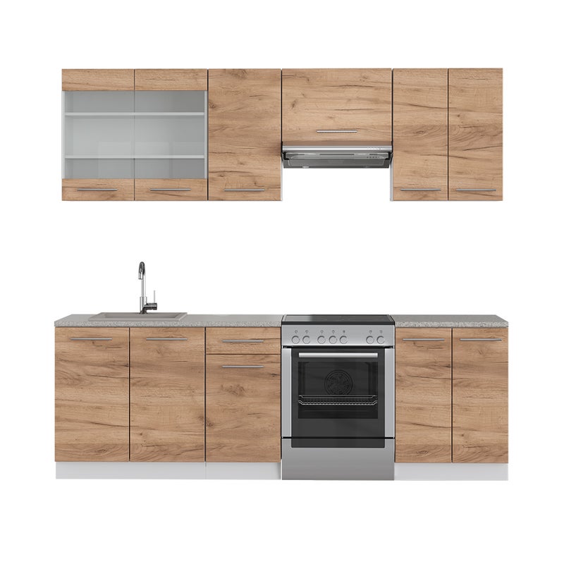 Vicco Aneks kuchenny Fame-Line, Gold power dąb/biały, 240 cm , BP Marmur