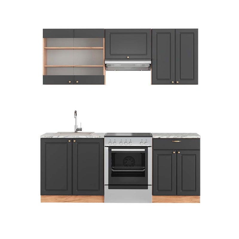 Vicco Aneks kuchenny Fame-Line, Anthracite Country House/Gold Kraft Oak, 200 cm , BP Marmur