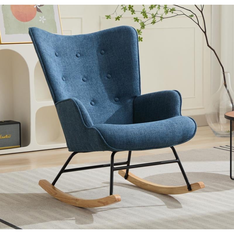 Fotel bujany z niebieską melanżową tapicerką - ELMINA II