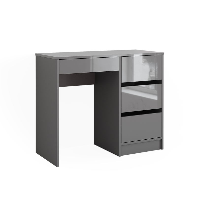 Vicco Biurko Sherry, Szary o wysokim połysku, 90 x 40 cm z szufladami