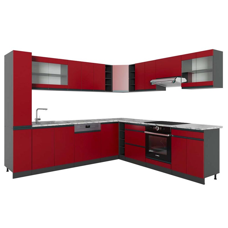 Vicco Panel przedni R-Line, Czerwony/antracyt, 277 x 60 cm J-Shape, BP Marmur