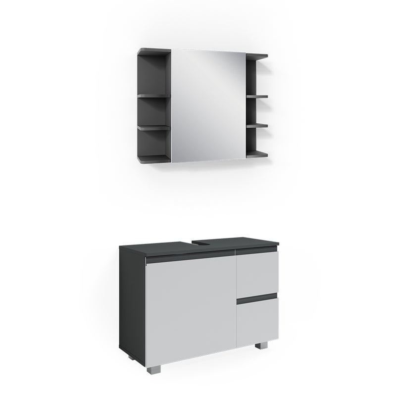 Vicco Zestaw mebli łazienkowych J-Shape, Antracyt, 2 części