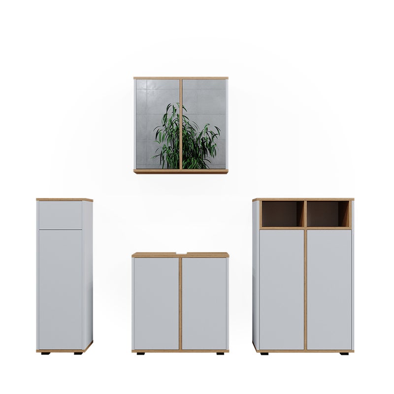 Vicco Zestaw mebli łazienkowych Didi, Biały/Artystyczny, 4 części z dwiema szafkami midi