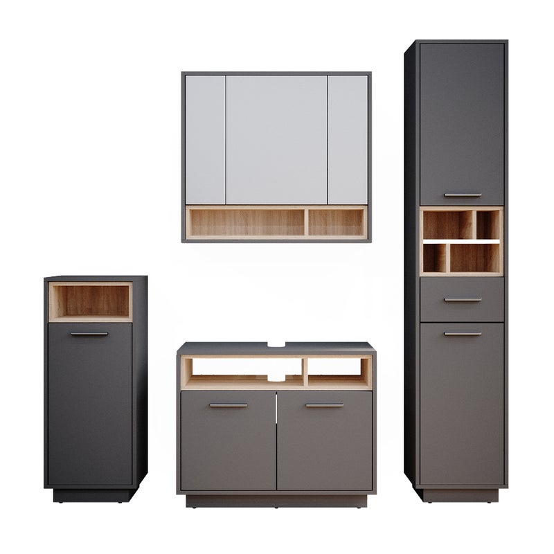 Vicco Zestaw mebli łazienkowych Beatrice, Antracyt, 4 części