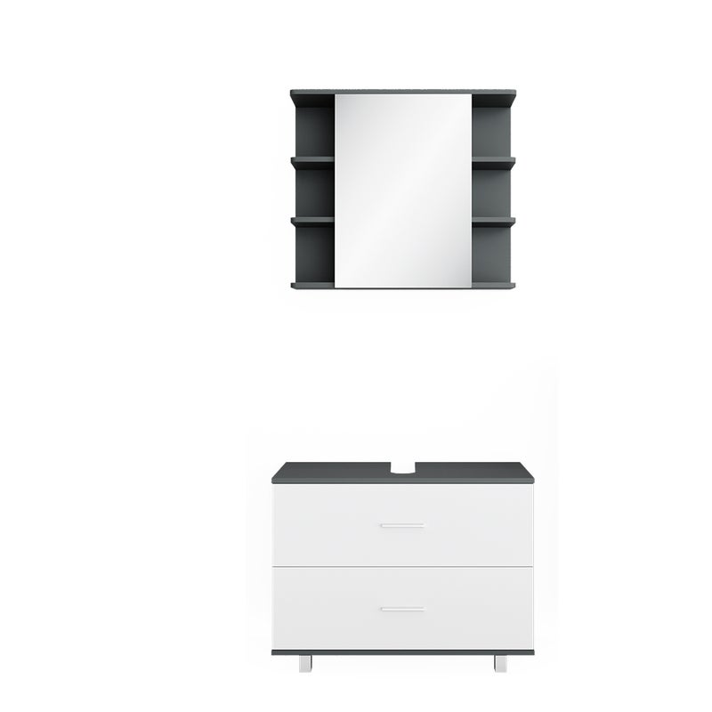 Vicco Zestaw mebli łazienkowych Ilias, Biały/antracyt, 2 części