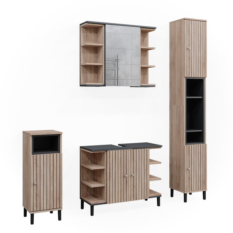 Vicco Zestaw mebli łazienkowych Aquis, Sonoma, 4 części