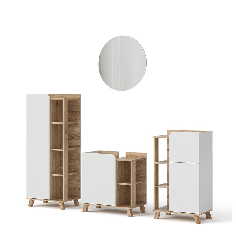 Vicco Zestaw mebli łazienkowych Karen, Sonoma/Biały, 4 części
