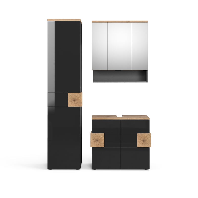 Vicco Zestaw mebli łazienkowych Eden, Antracyt, 3 części, z modułem wysokim
