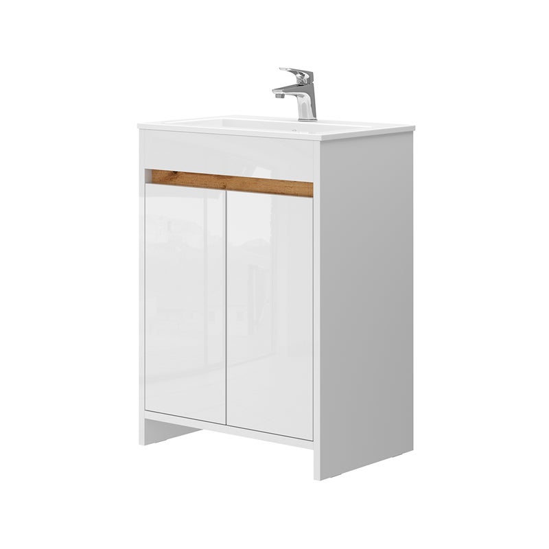 Vicco Zestaw mebli łazienkowych Lemgo, Biały wysoki połysk, 2 części, szafka dolna 60 cm