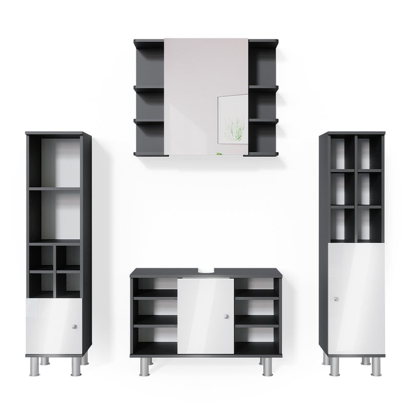 Vicco Zestaw mebli łazienkowych Fynn, Antracyt, 4 części