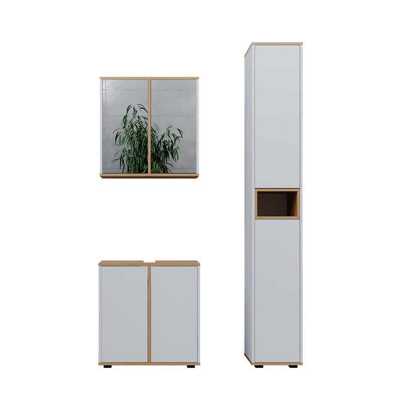 Vicco Zestaw mebli łazienkowych Didi, Biały/Artystyczny, 3 części z wysoką jednostką