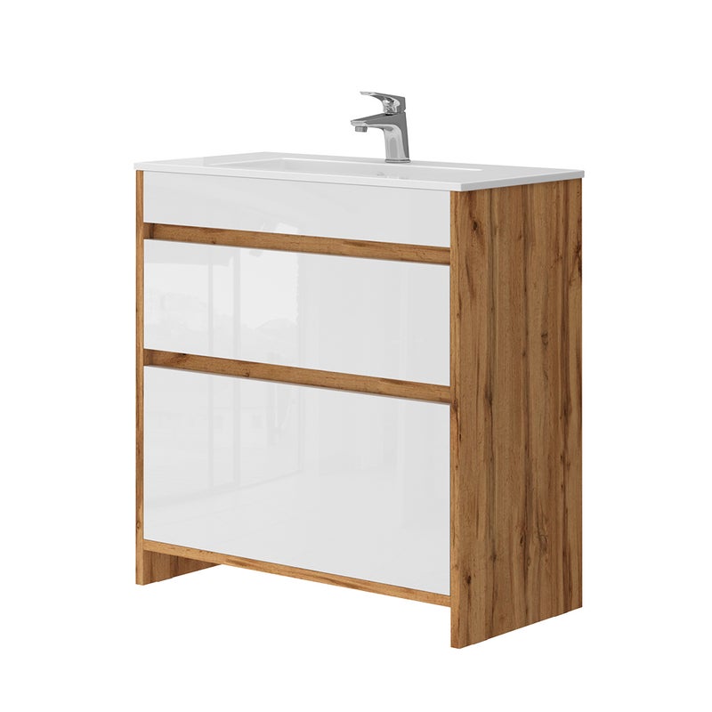 Vicco Szafka pod umywalkę Detmold, Złoty dąb energetyczny, 2 części, szafka stojąca 80 cm