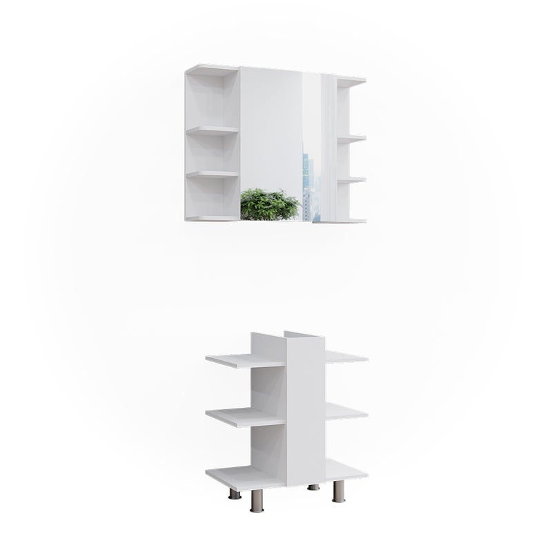 Vicco Zestaw mebli łazienkowych Fynn, Biały, 2 części, szafka pod umywalkę i szafka z lustrem łazienkowym