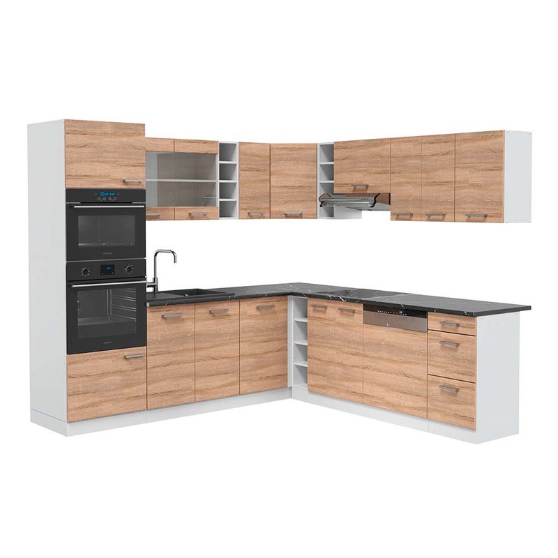 Vicco Kuchnia narożna R-Line, Sonoma/Biały, 247 x 60 cm , BP Antracyt