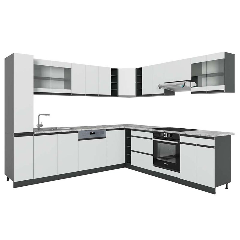 Vicco Panel przedni R-Line, Biały/antracyt, 277 x 60 cm J-Shape, BP Marmur