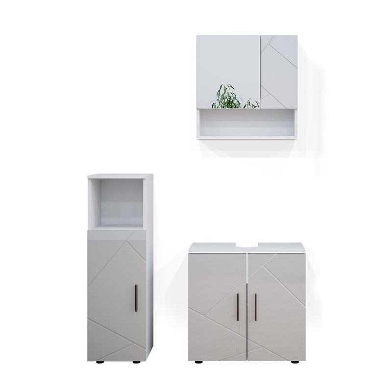 Vicco Zestaw mebli łazienkowych Irma, Biały wysoki połysk, 3 części