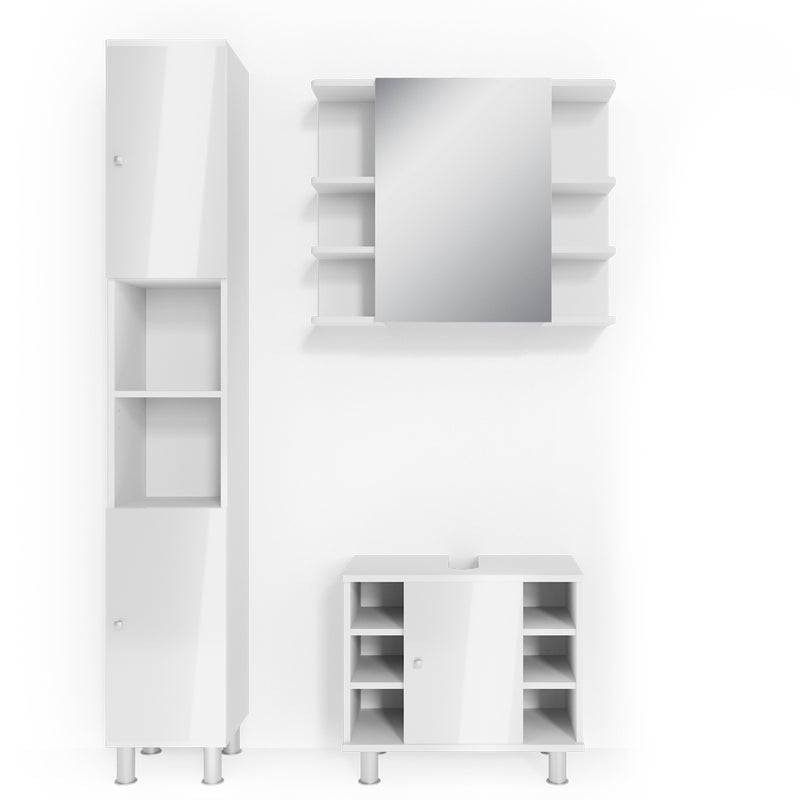 Vicco Zestaw mebli łazienkowych Fynn, Biały wysoki połysk, 3 części