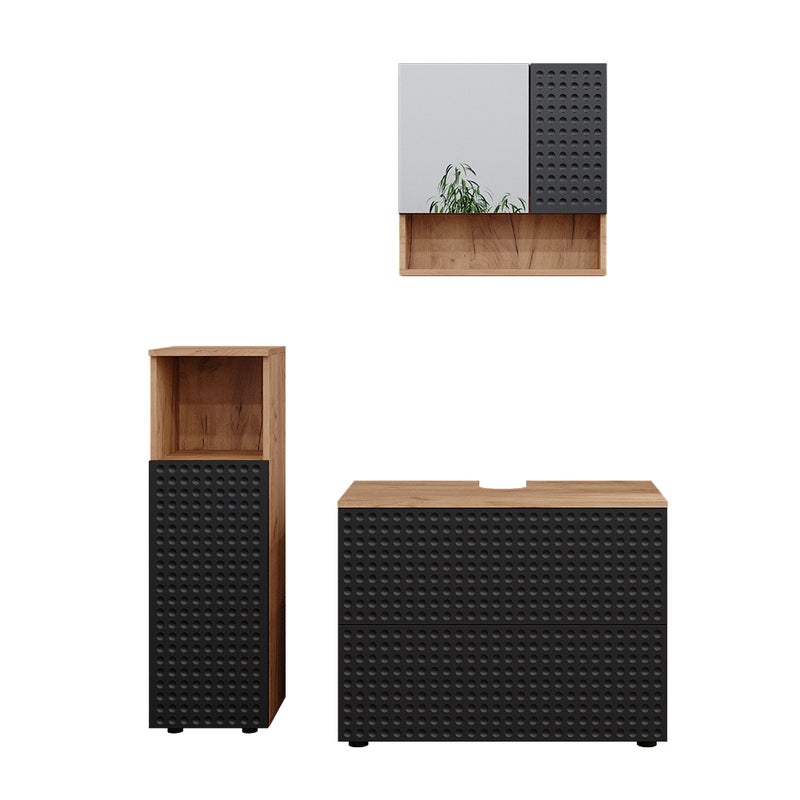 Vicco Zestaw mebli łazienkowych Irma, Kropkowany antracyt, 3 sztuki, z szafką midi