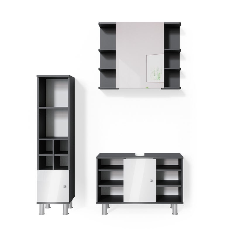 Vicco Zestaw mebli łazienkowych Fynn, Antracyt, 3 części