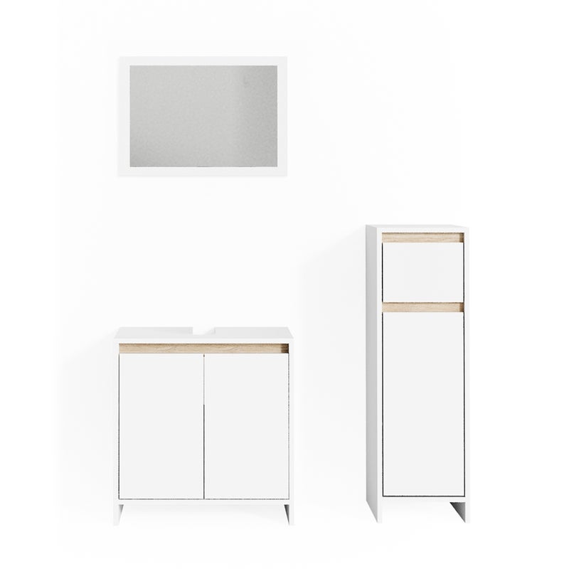 Vicco Zestaw mebli łazienkowych Emma, Biały/Sonoma, 3 części