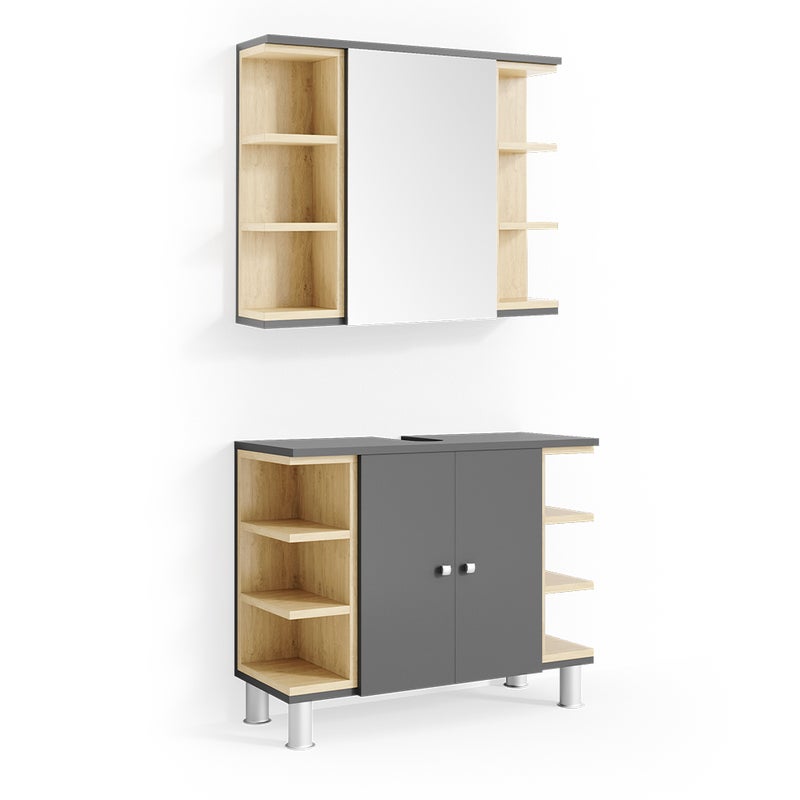 Vicco Zestaw mebli łazienkowych Aquis, Antracyt, 2 części