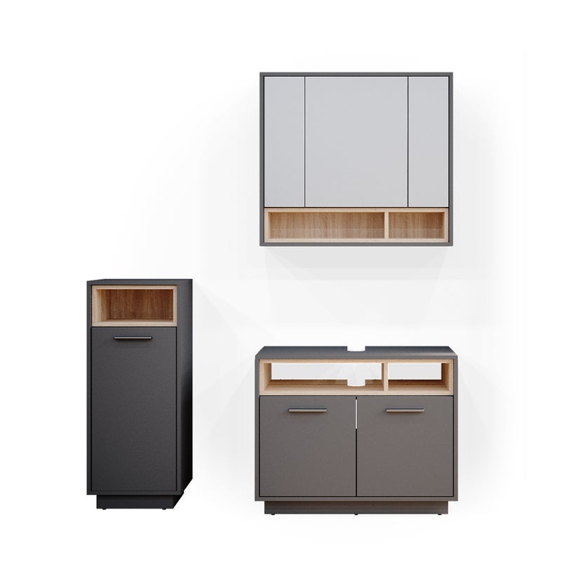 Vicco Zestaw mebli łazienkowych Beatrice, Antracyt, 3 części