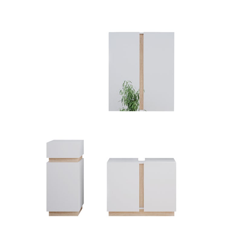 Vicco Zestaw mebli łazienkowych Gloria, Biały, 3 części, z szafką środkową