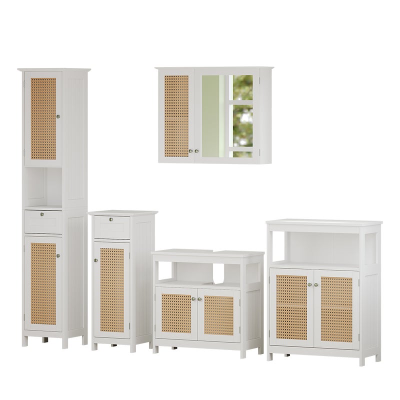 Vicco Zestaw mebli łazienkowych Rosario, Biały, 5 części, z wysoką szafką