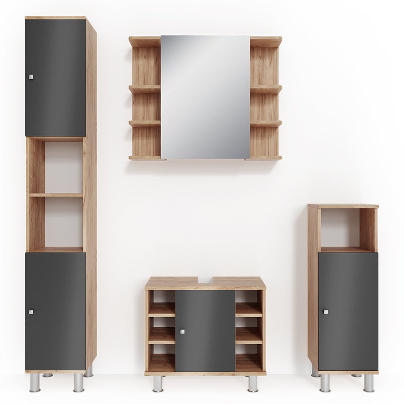 Vicco Zestaw mebli łazienkowych Fynn, Dąb, 4 części